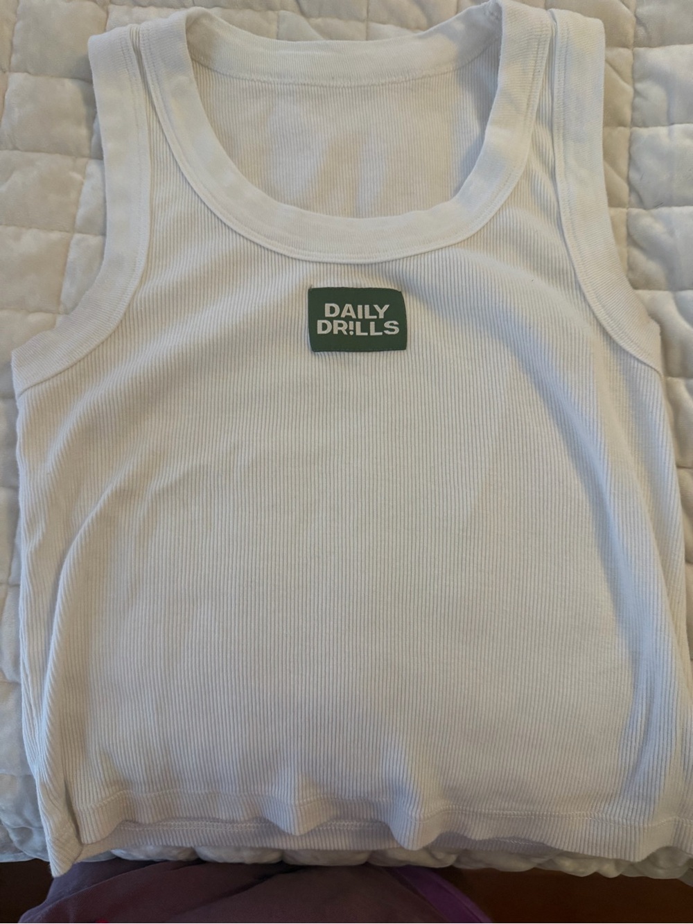 Daily Drills White Ribbed Tank for Kids